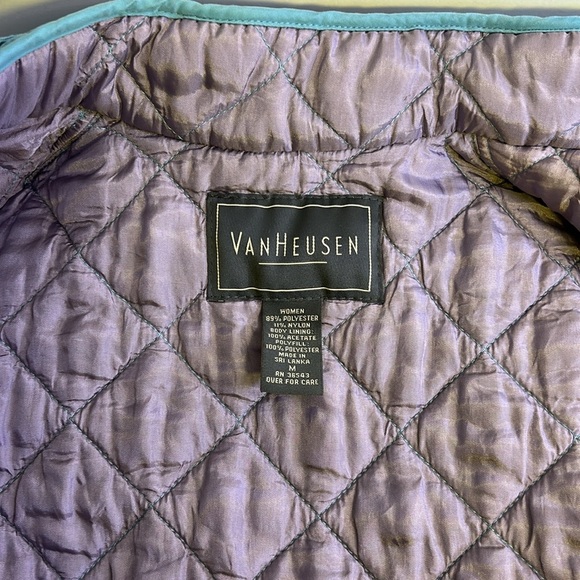 Women’s Van Heusen quilted front zip turquoise vest sleeveless microfiber Size M - Picture 3 of 7